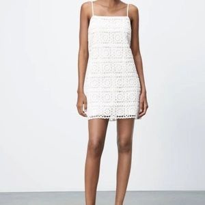 Zara XS white crochet lined mini dress